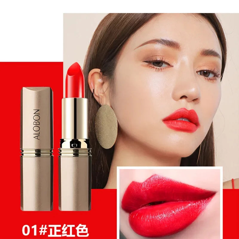 Pink Lipstick Waterproof Matte 24 Hours Long Lasting Non-Stick Cup Red Rose Lip Tint Velvet Cosmetic Women Make Up