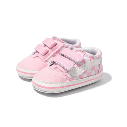 Baby Boy Girl Shoes Canvas Sneakers Non-slip Rubber Sole Plaid Streaks First Walkers Infant Baby Unisex Casual Shoes