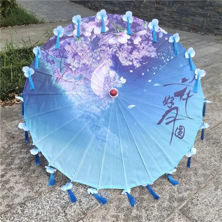 Women Umbrella Japanese Cherry Blossoms Tassel petal umbrella Chinese Style Oil Paper Umbrella