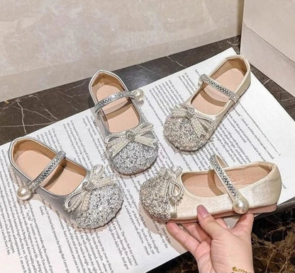 Girls Crystal Sparkle Princess Shoes Kids Fashion Leather Comfortable Party Performance Flats for Toddlers