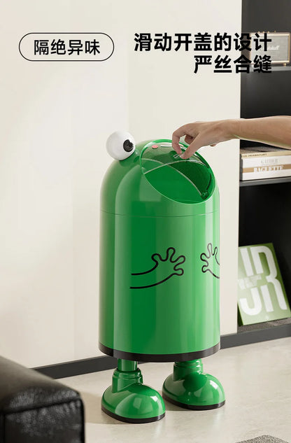 Trash can large large capacity living room kitchen household waste basket sealing sliding cover double layer no bending trash