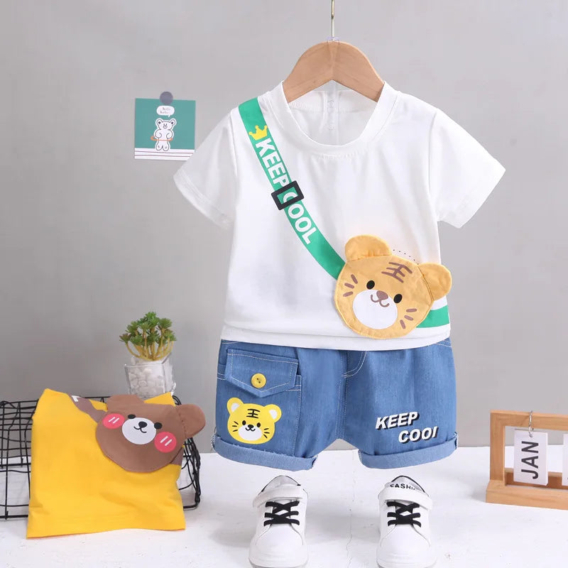 Summer Baby Boys Clothing Sets Cartoon Bear Cotton T-Shirt + Shorts  Suits for Baby Kids Tracksuits Infant Casual Outfits