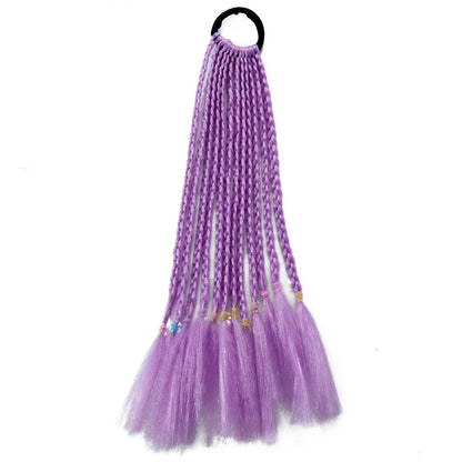 Girls Dirty Braids Colorful Twist Tie Wigs Ponytail Kids Hair Accessories Headbands Rubber Bands Princess Headwear