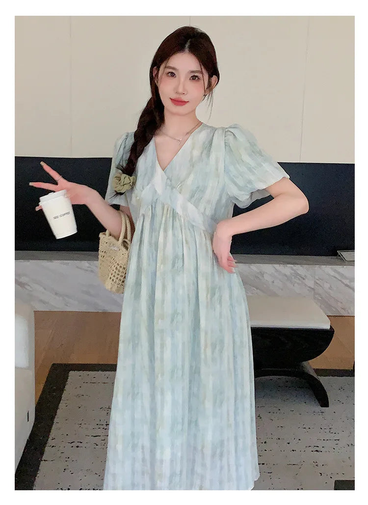 Pregnant Women's Dress Summer  Fashionable Western Style Loose Belly Covering French High Waisted Long Skirt