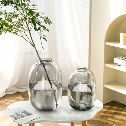 Transparent Glass Vase, Office Decor, Large Capacity Hydroponic Flower Pot, Vase, Bedroom Aesthetic Decor, Home Decor