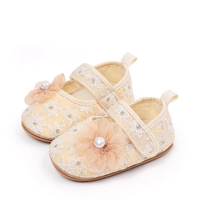 Baby Girls Princess First Walking Toddler Shoes With High Quality Embroidery Design And TPR Sole For 0-18M Baby