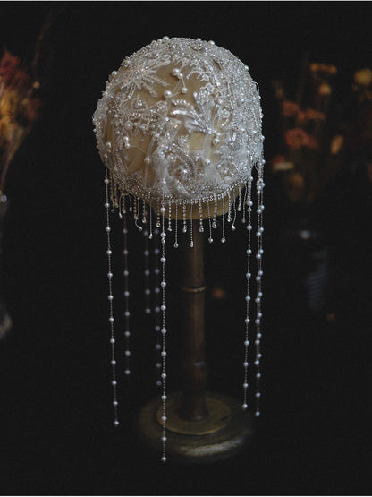 Fashion Exquisite Rhinestone Beaded Fringed Hat Yarn Bridal Wedding Personalized Retro Dress Wedding Photo Styling Jewelry