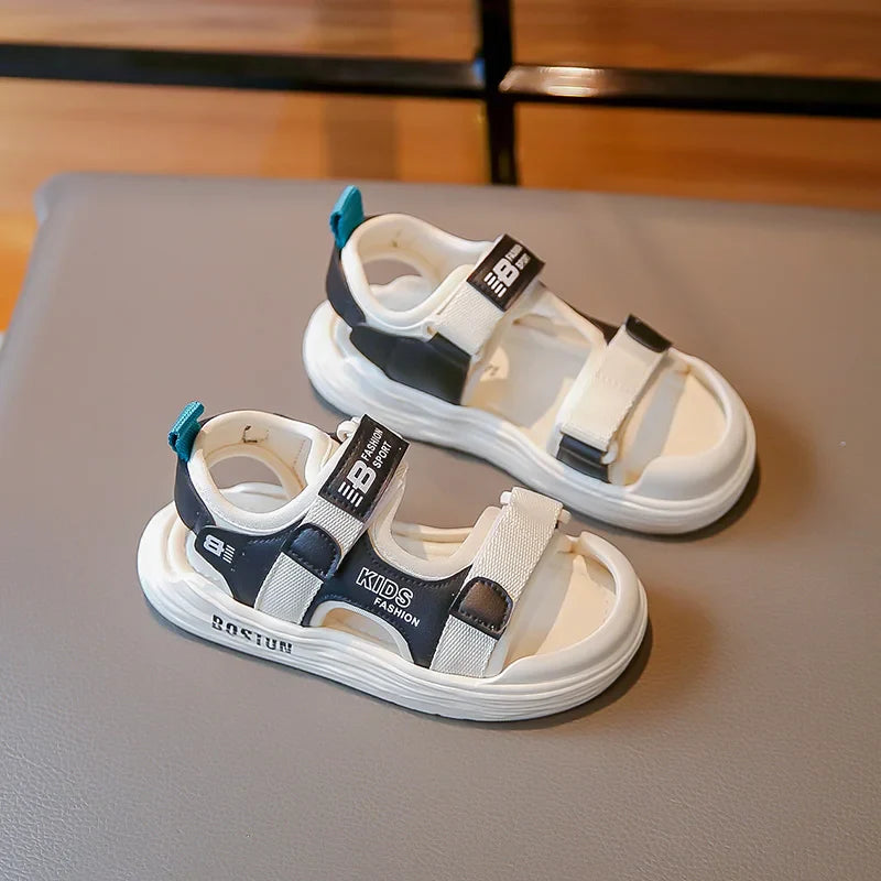 New Hot Sales Black Beige Soft Boys Girls Beach Shoes Casual Non-slip Kids Baby Sports Sandals