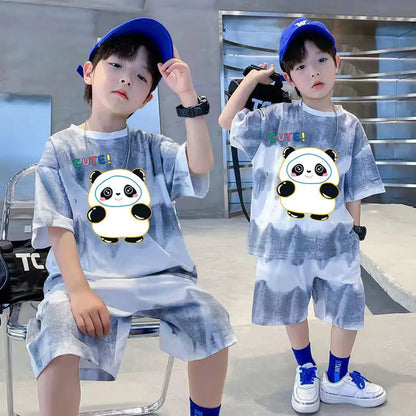 Teenage Boy Set kid clothing Suit Cotton Summer Outing Clothes Top Shorts 2PCS Clothing for Children's