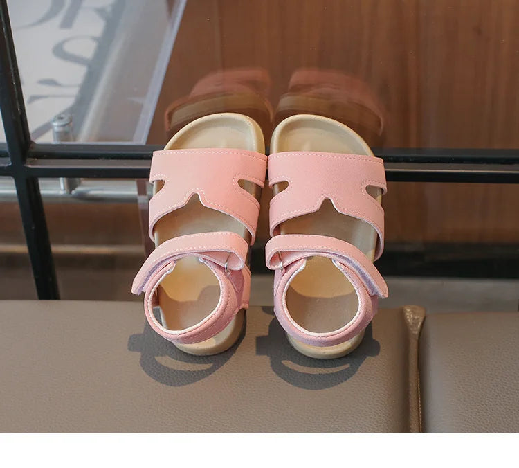 Boys Girls Sandals PU Suede Soft Beach Shoes For Children Casual Hook Loop Anti Slip Kids Sandals