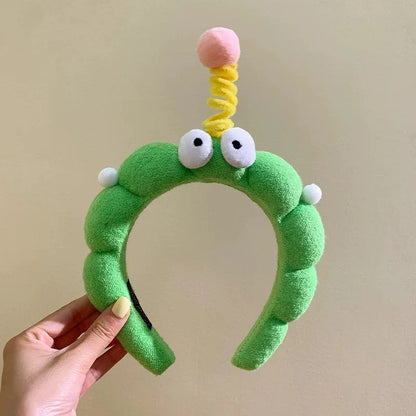 Cute Big Eyes Plush Hair Hoop for Girls Handmade High Top Headband for Face Washing Bath Skincare Fun Hair Accessories