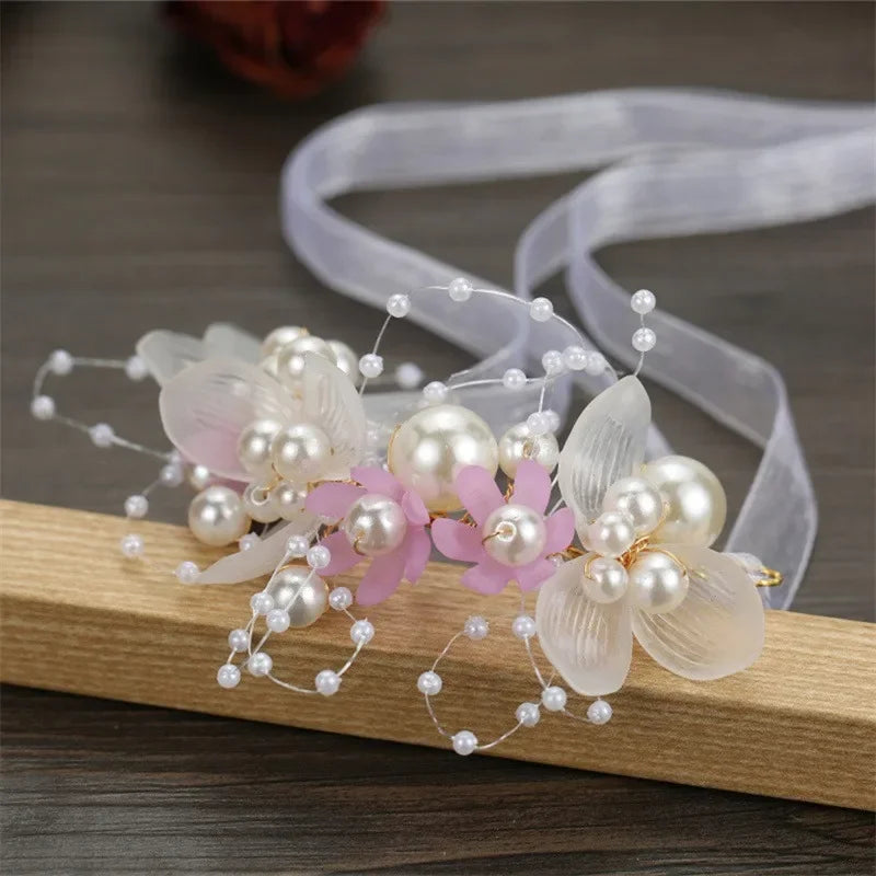 Elegant Girls Headband Lmitated Pearl Hair Headdress Baby Girls Flower Wreath Bride Garland Head Hoop Wedding Headbands Hair
