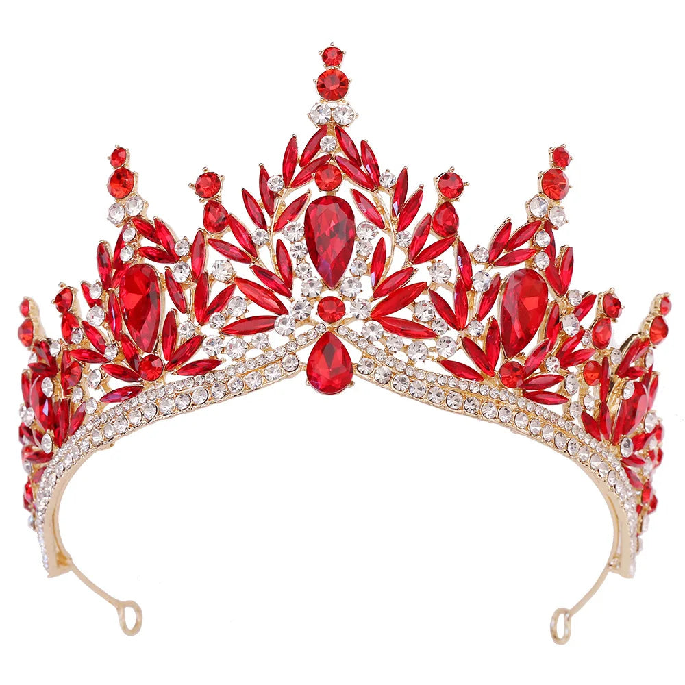 Luxury Big Water Drop Crystal Opal Tiara For Women Girls Wedding Bridal Birthday Party Crown Hair Dress Accessory