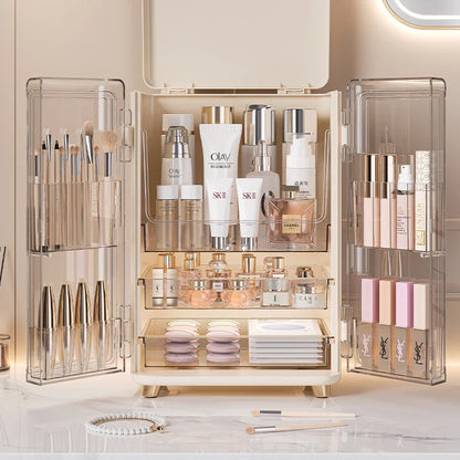 Cosmetics storage box, large-capacity dust-proof desktop, skin care and dressing table, internet-famous light luxury makeup box
