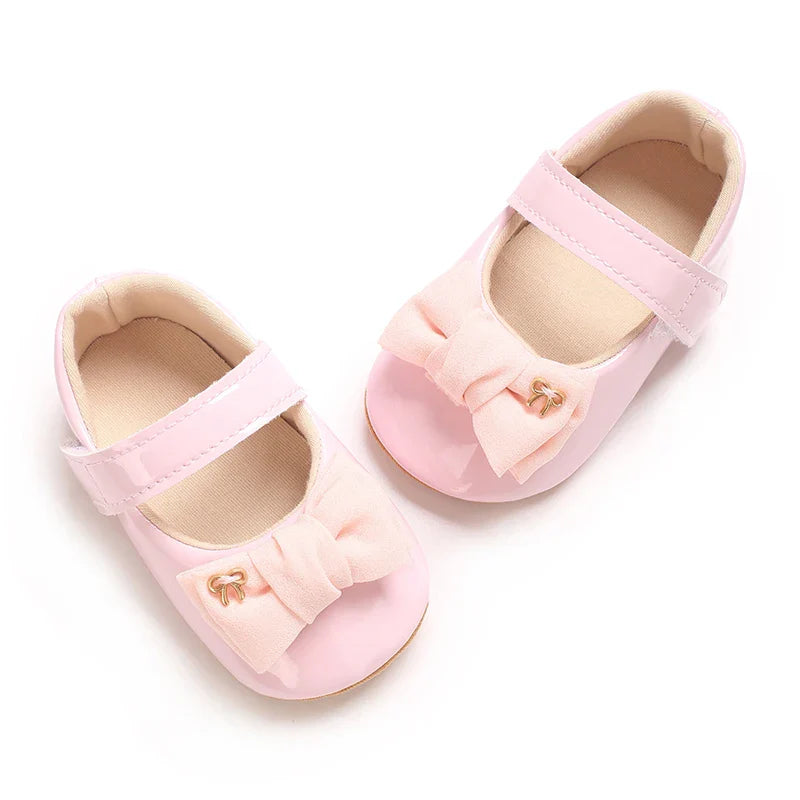 Spring and Autumn Bow Mary Jane Princess Shoes  Baby Girl Rubber Bottom Anti slip Sneaker