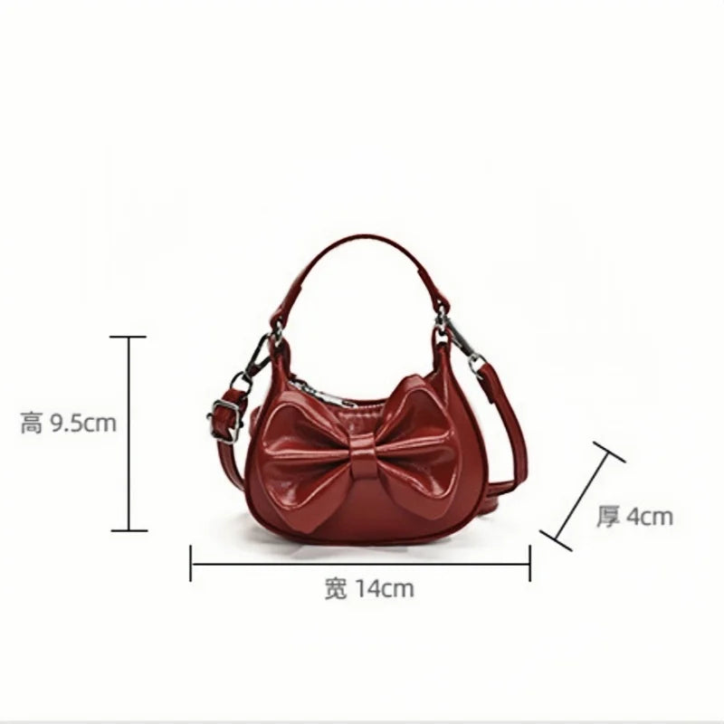 Kids Girls Cute Bowknot Handbag Fashion Crossbody Bag Detachable Strap Mini Shoulder Bag for Children Stylish Purse