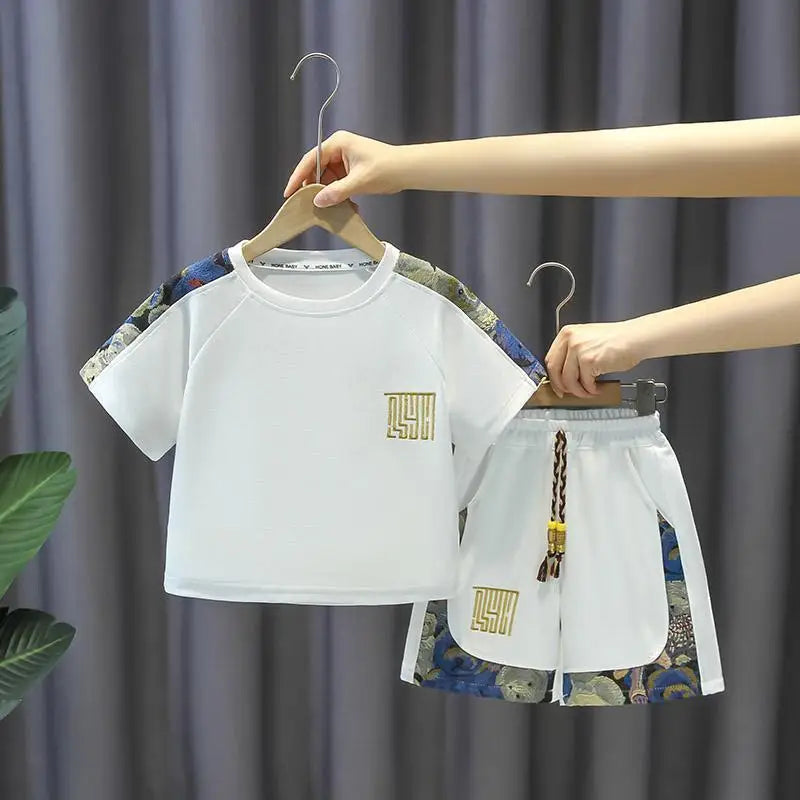 Summer Baby Boy Clothes Set Children Girls Fashion Bear Printed T-shirts and Shorts 2pcs Suit Kid Casual Top Bottom Outfiots