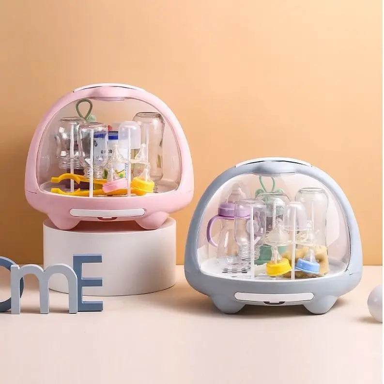 Baby Feeding Bottle Drying Rack Baby Bottle Holder Storage Box with Anti-dust Cover Dustproof Nursing Tableware Container