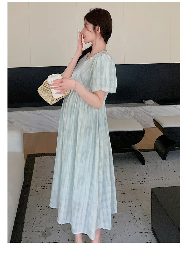 Pregnant Women's Dress Summer  Fashionable Western Style Loose Belly Covering French High Waisted Long Skirt