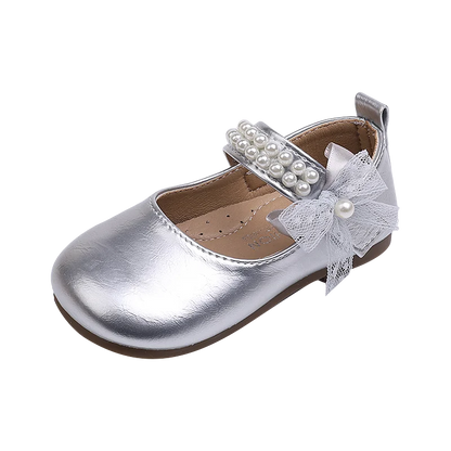 New Spring Autumn Kids Leather Shoes Side Bowknot Little Girls Dress Flat Shoes Elegant Children Princess Ballet Shoes for Party