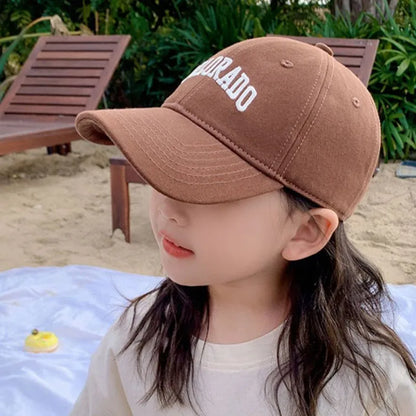 Fashion Letter Children Baseball Hat Solid Cotton Kids Duck Tongue Cap