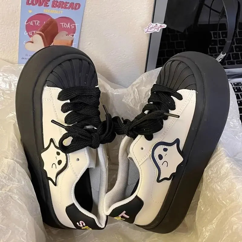Shoes for Women High on Platform Round Toe Woman Footwear Trends  Comfortable and Elegant Walking Aesthetic Vulcanized Shoe