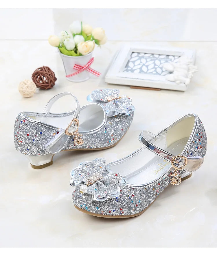 Children's Shoes  Princess Shoes Girl's Fashion Sandals Crystal Princess Shoes Blue Pink Silver