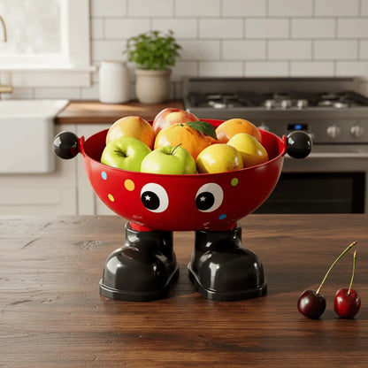 Dopamine Large Capacity Snack Fruit Plate Cartoon High Foot Design Drain Basket Thickened with Lid Tea Table Plate Living Room