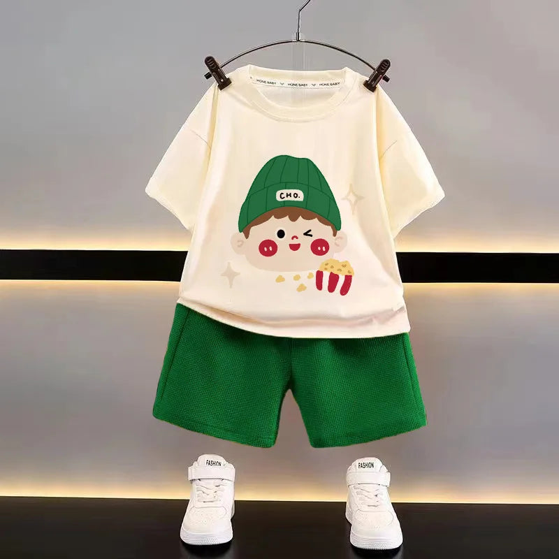 Fashion Spotrs Clothing Sets For Children Tracksuit Short Sleeve T-shirts + Shorts 2pcs Suit Kids Baby Clothes Toddler Costume