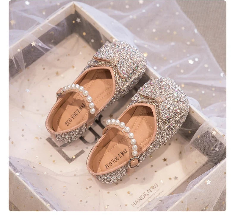 Girls Princess Shoe Soft Sole Ballet Dance Shoes Water Diamond Small Leather Shoes Mary Jane Shoes