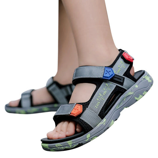 Boys Beach Shoes Open Toe Summer Shoes With Straps Sports Sandals Soft Non-Slip Slide Shoes Sports Flat Shoes For Outdoor
