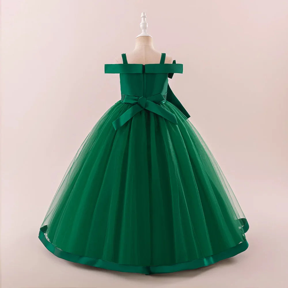 Fashion Bridesmaids Party Girls Dresses Elegant Flower Wedding Princess Dress for Girl Birthday Evening Prom Christmas Costumes