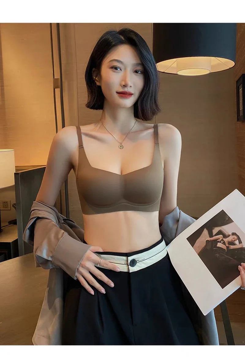 Wireless Push Up Bra for Women Soft Comfortable Anti-Sagging Upper  Support Gathering Lingerie Small Breasts ABC Cup Underwear