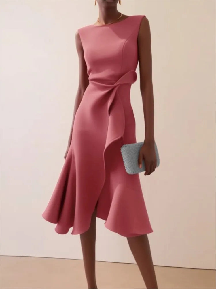 Elegant Women's Evening Dress Autumn Winter Temperament Fashionable Clothing Sleeveless High Waist Personalized Long Dresses