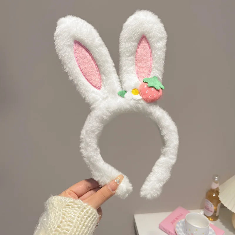 New cute plush headband with bow & rabbit ears,lace trim for delicacy.Soft skin-friendly,no hair damage.Perfect for washing face