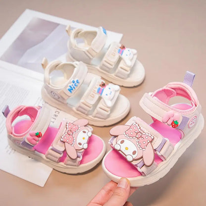 Kids Girls Sandal Sanrio Kawaii Anime Melody Children Shoes Girly Heart Summer Cute Cartoon Student Beach Shoes