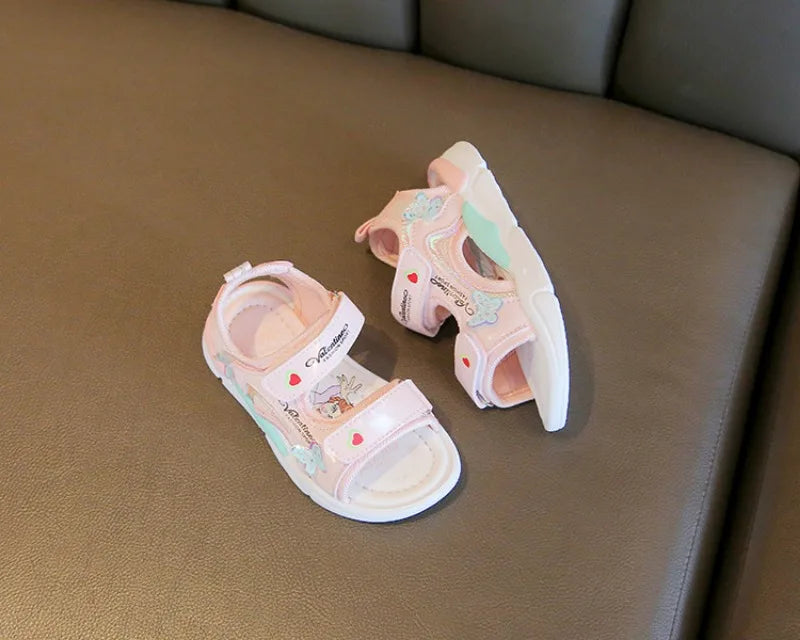 Sandalias Princess Sandals Summer New Cartoon Girl Shoe Soft Sole Baby Sandals Fashion Beach Shoe Flat Sandals Kid Shoe