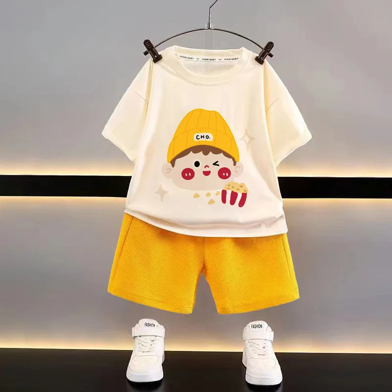 Fashion Spotrs Clothing Sets For Children Tracksuit Short Sleeve T-shirts + Shorts 2pcs Suit Kids Baby Clothes Toddler Costume