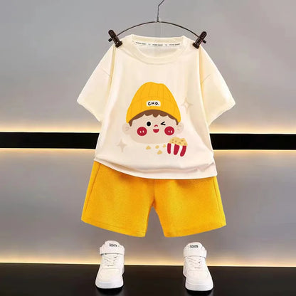Fashion Spotrs Clothing Sets For Children Tracksuit Short Sleeve T-shirts + Shorts 2pcs Suit Kids Baby Clothes Toddler Costume