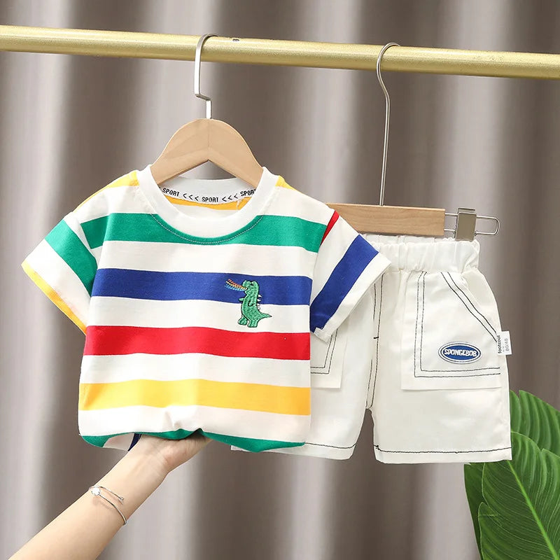 Summer Fashion Baby Boy Clothes Sets T-shirt  Toddler Casual Clothing Suits Children Kids Boys Outfits Suit
