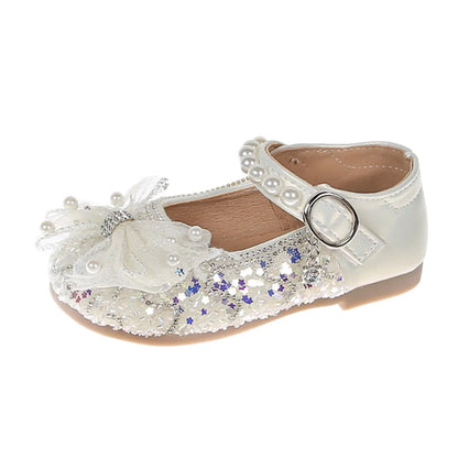 Big Girls Slides Girls Sandals Closed Toe Heels Wedding Party Shoes Sequins Bow For Toddler