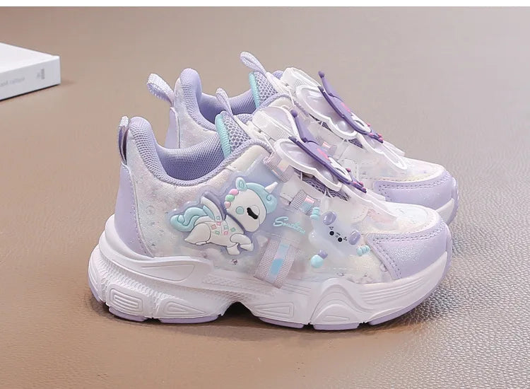 Girls Leather Hook-and-Loop Shoes - Non-Slip Thick Sole Chunky Sneakers Soft Bottom Fashion Casual Shoes for Kids