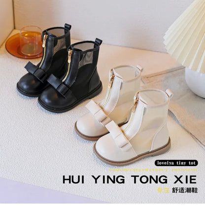 Bow Design Elegant Fashion Casual Boots for Baby  Summer New Childrens' Mesh Breathable Comfortable Princess Mid Tube Boots