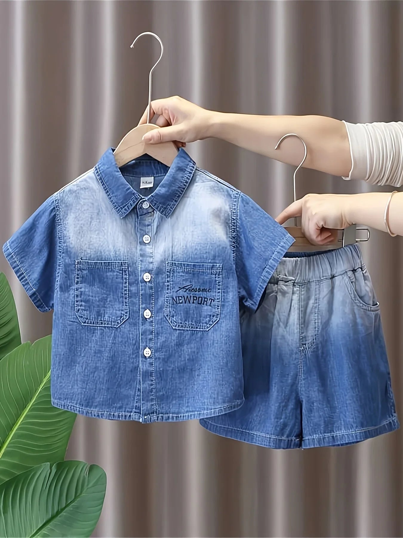 Summer Children's clothing denim suit for the baby T-shirt and jeans Two-piece set
