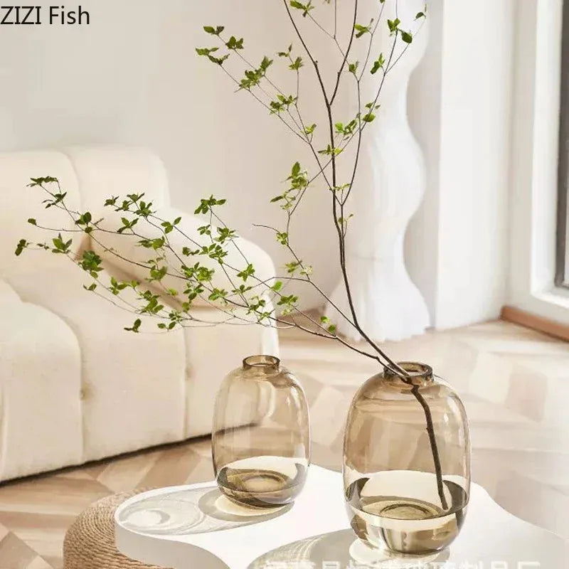 Transparent Glass Vase, Office Decor, Large Capacity Hydroponic Flower Pot, Vase, Bedroom Aesthetic Decor, Home Decor