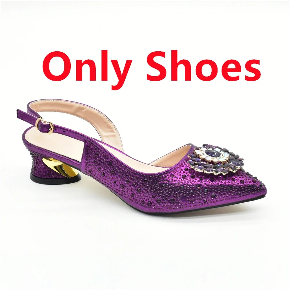 Luxury Designer Pumps Women Full Rhinestone Designer Shoe and Bag Sets From Italy