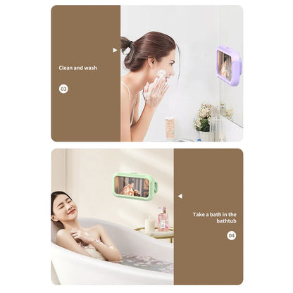 Waterproof phone storage box, can be rotated for appeal, and can be used for both showering and watching TV shows
