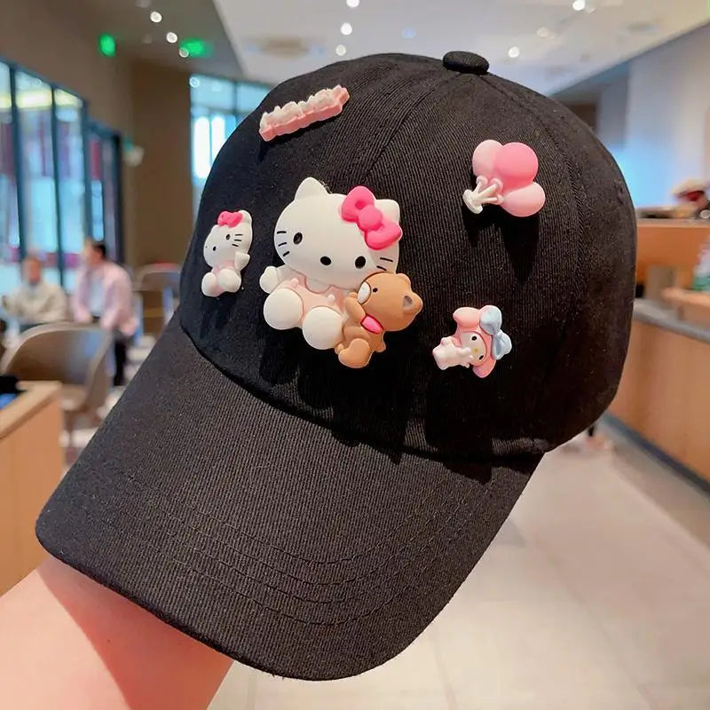 New Sanrio Animation Hello Kitty Travel Cap Spring and Autumn Girls Outdoor Versatile Baseball Cap Sun Protection Visor Hat