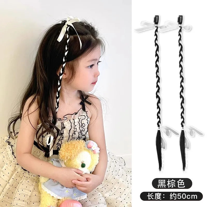 Children's boxing braids, wigs, headband, internet famous hot girls tie their hair, braids, rubber bands, girls' long hair, dirt