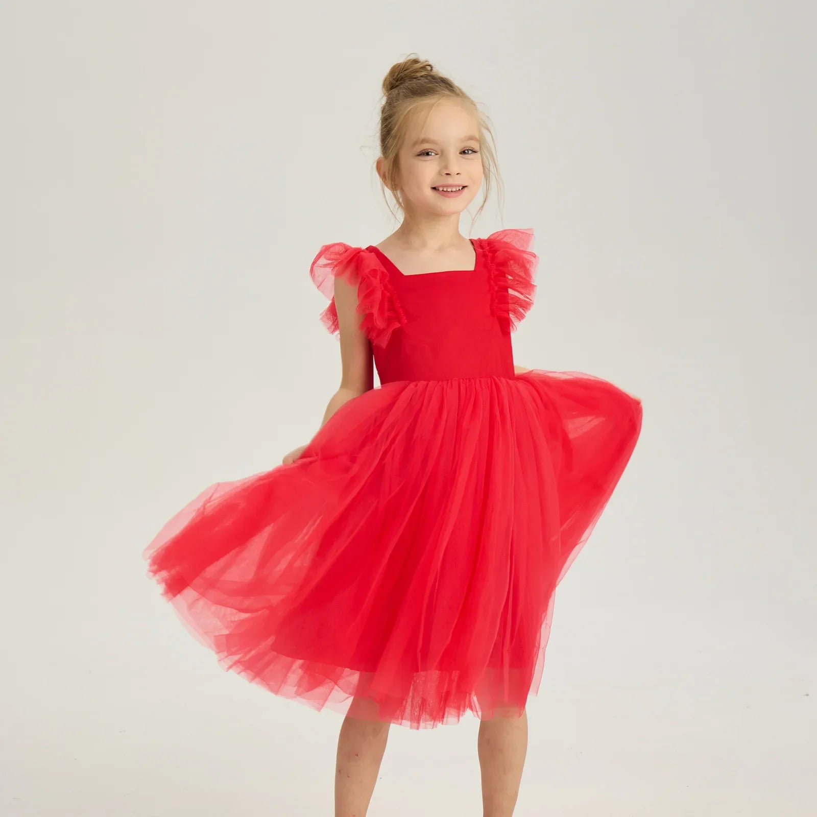 New Little Girls Party Dress for Princess Dress Solid Child Clothes Flower Girl Birthday Princess Dress for Kids